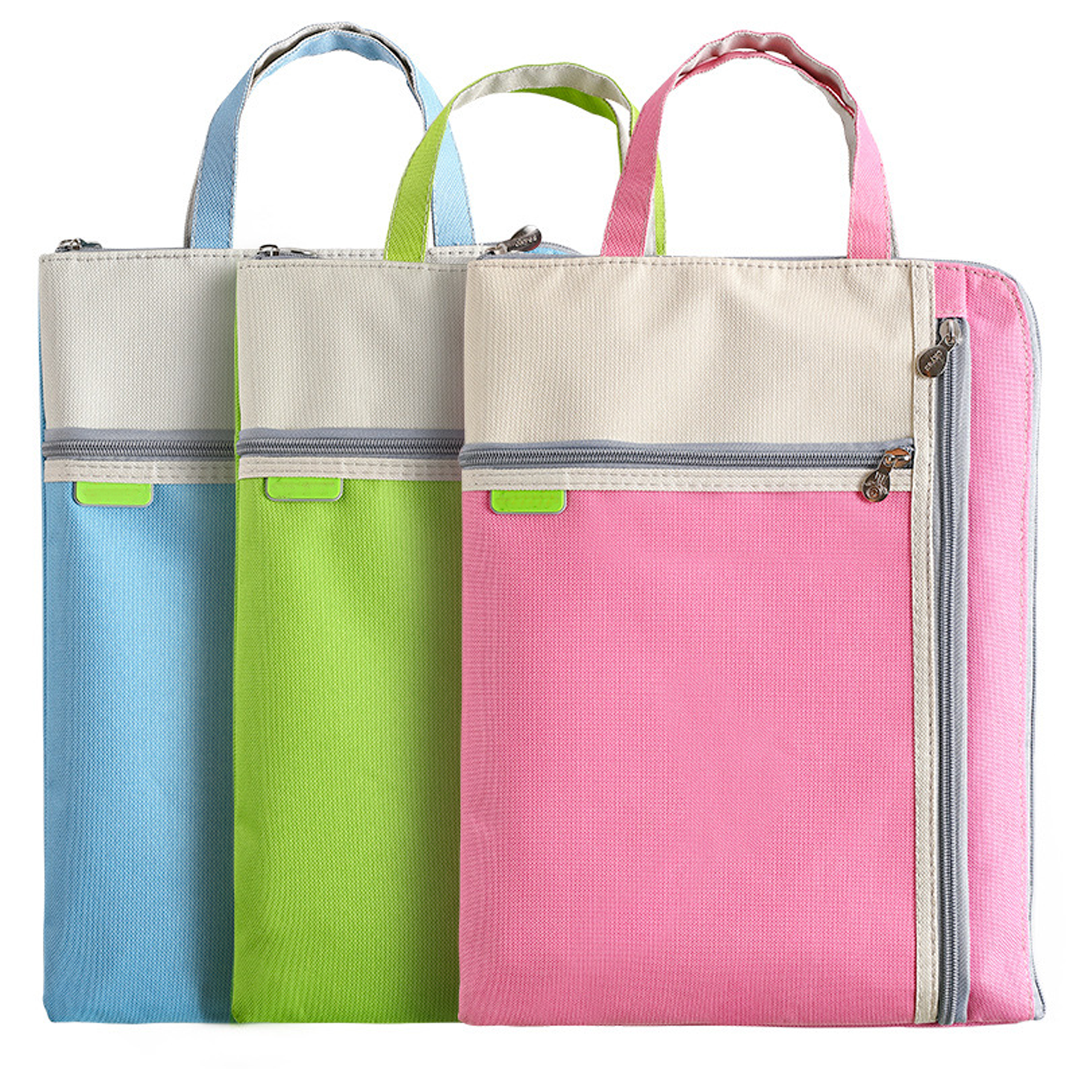 Cute Color A4 File Bag Zipper Large Capacity Portable 3