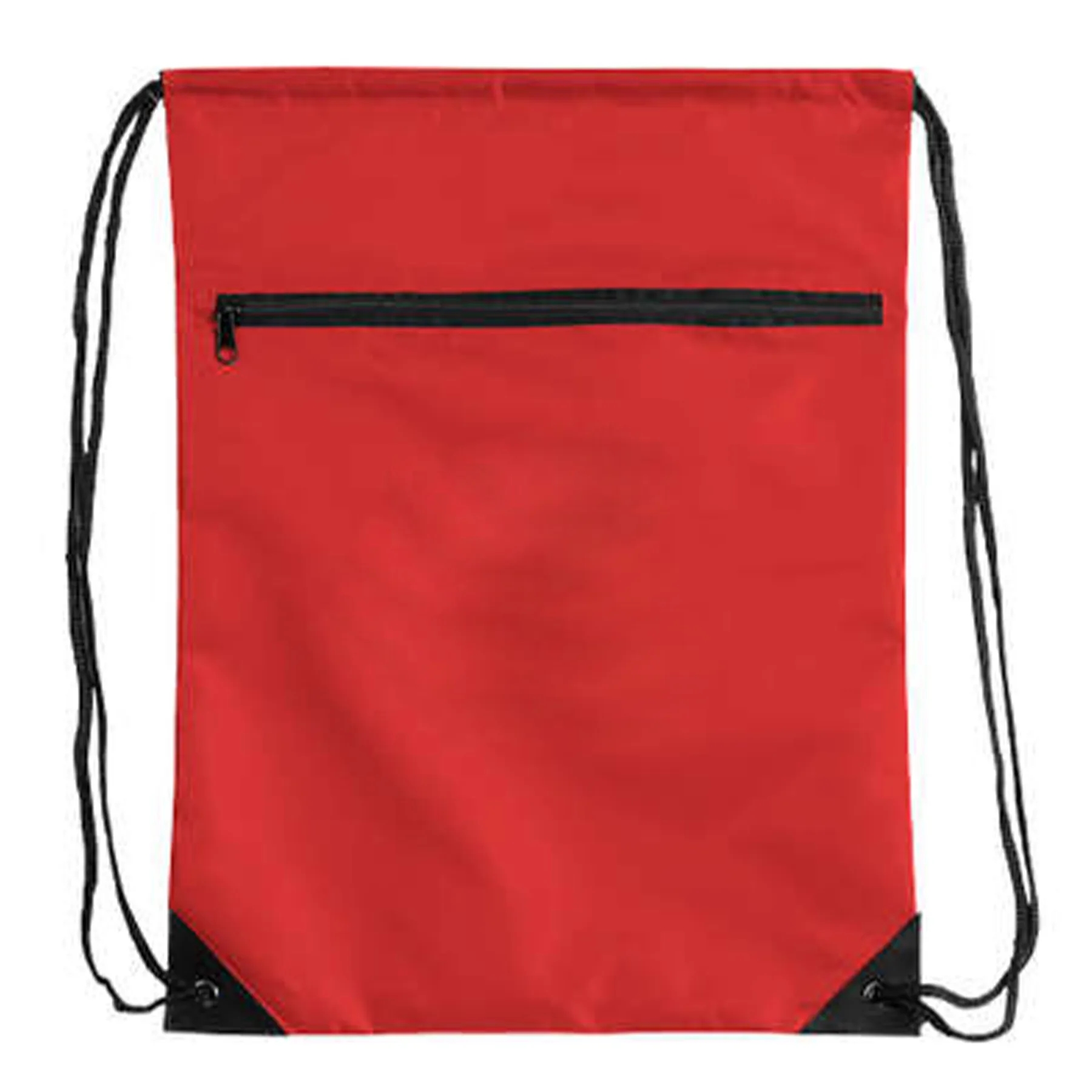 Polyester Black Zipper Pocket 14"X17" Drawstring Bag 7