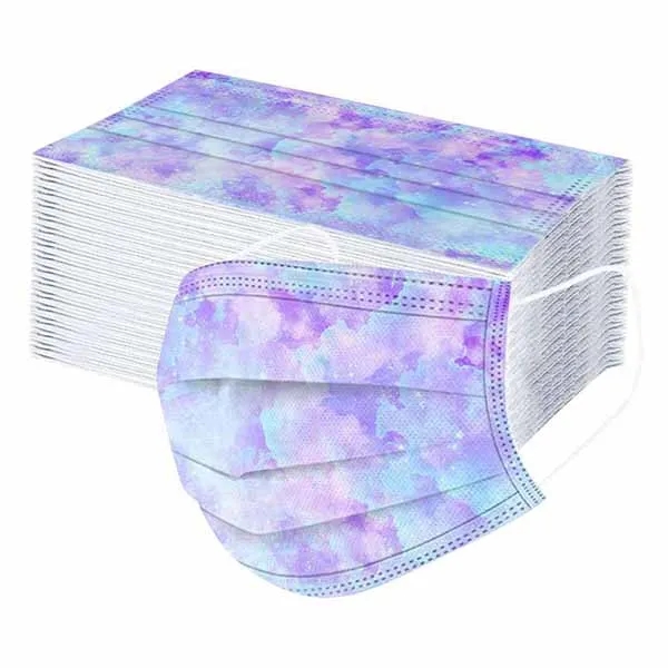 50 Pack Tie Dye Disposable Face Mask 6