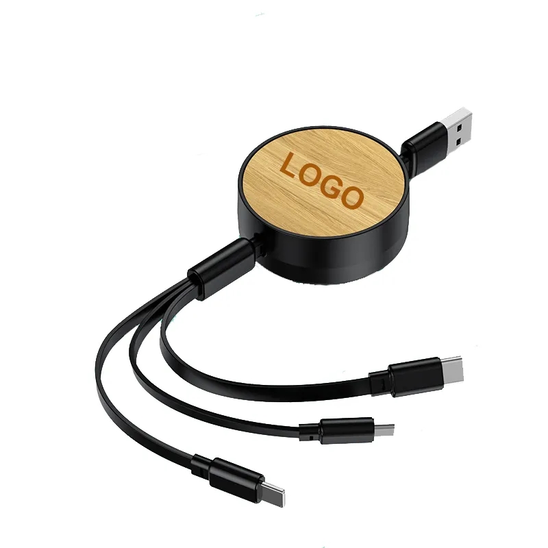 Bamboo Retractable Charging Cable 4