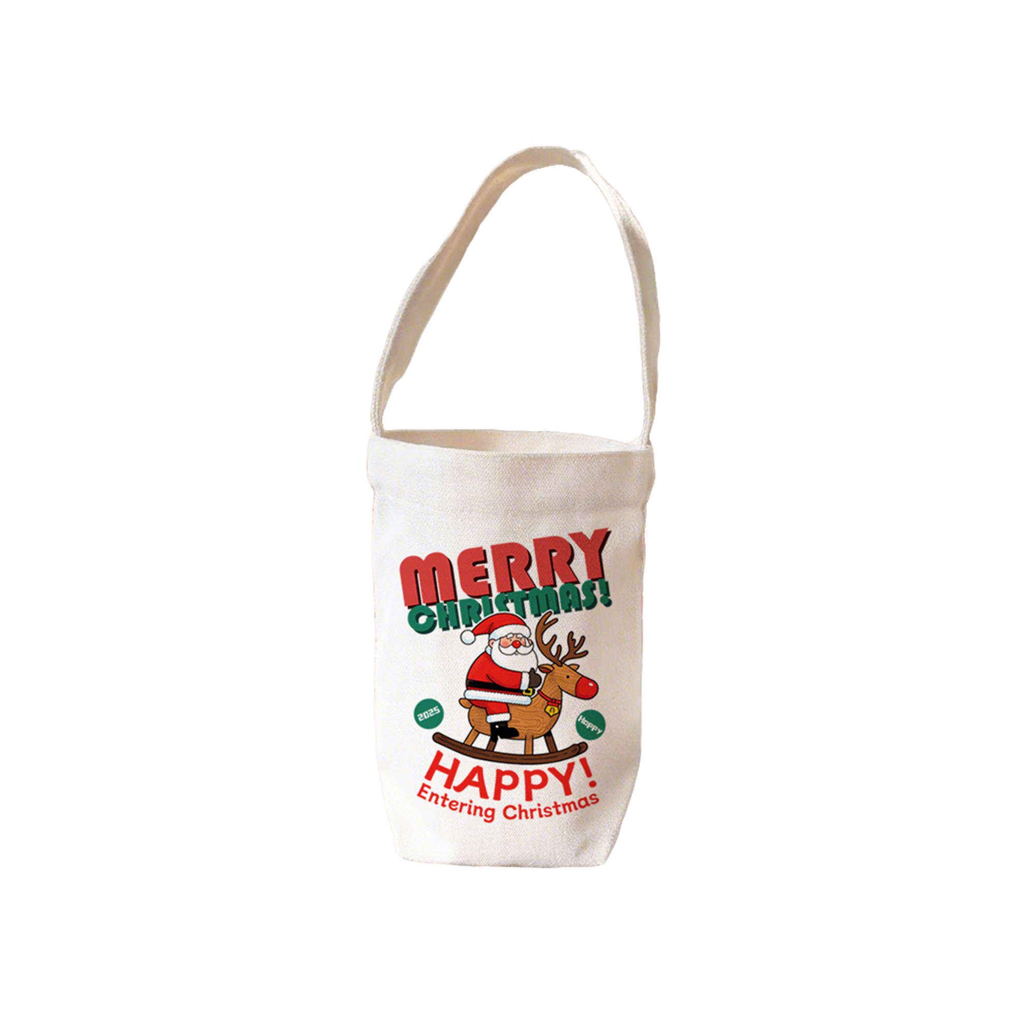 Holiday Hand Carry Canvas Gift Tote 4.8" Length X 7.9" Width X 3.2" Height 3
