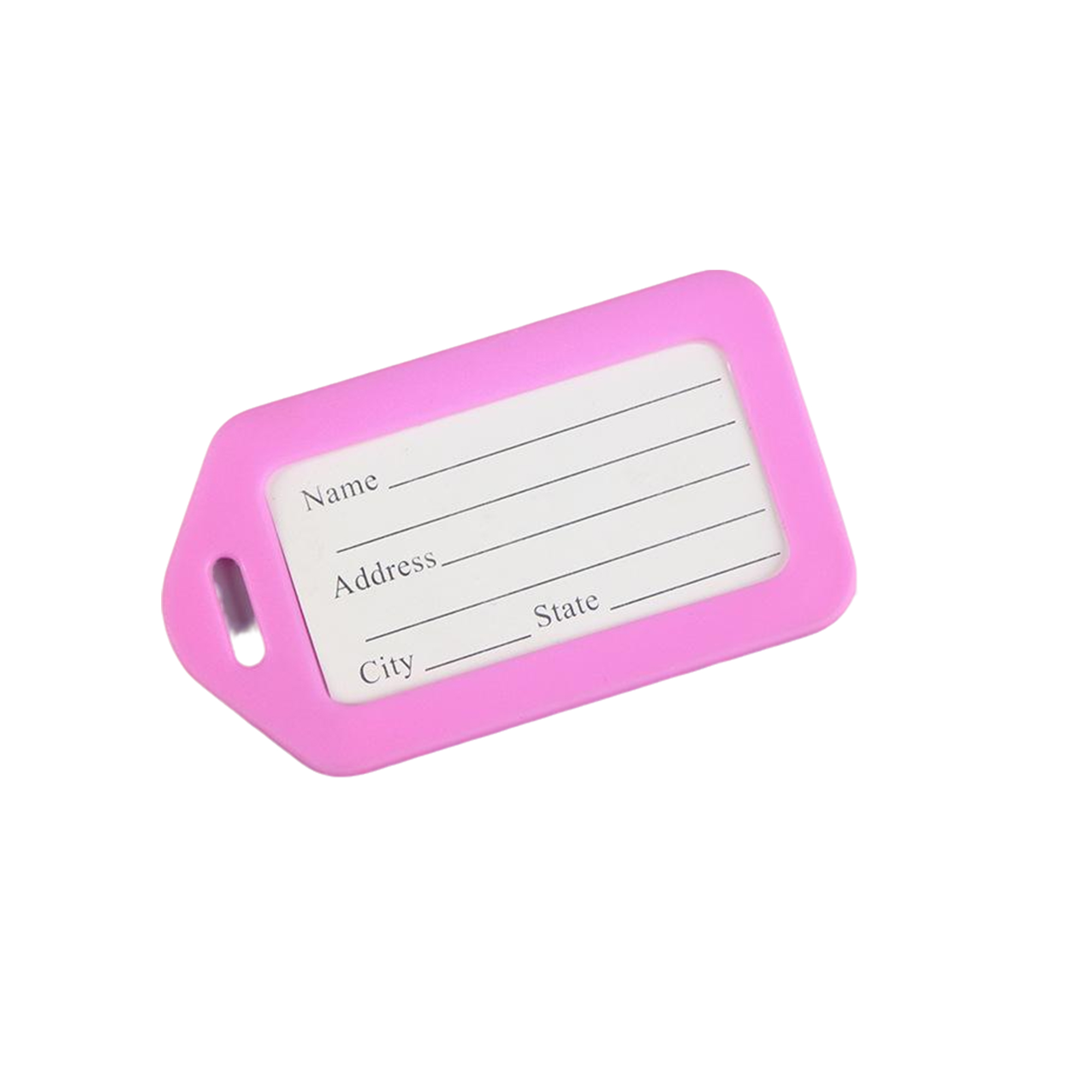 Rigid Plastic Luggage Tag With Steel Cable 3.4 x 2 2