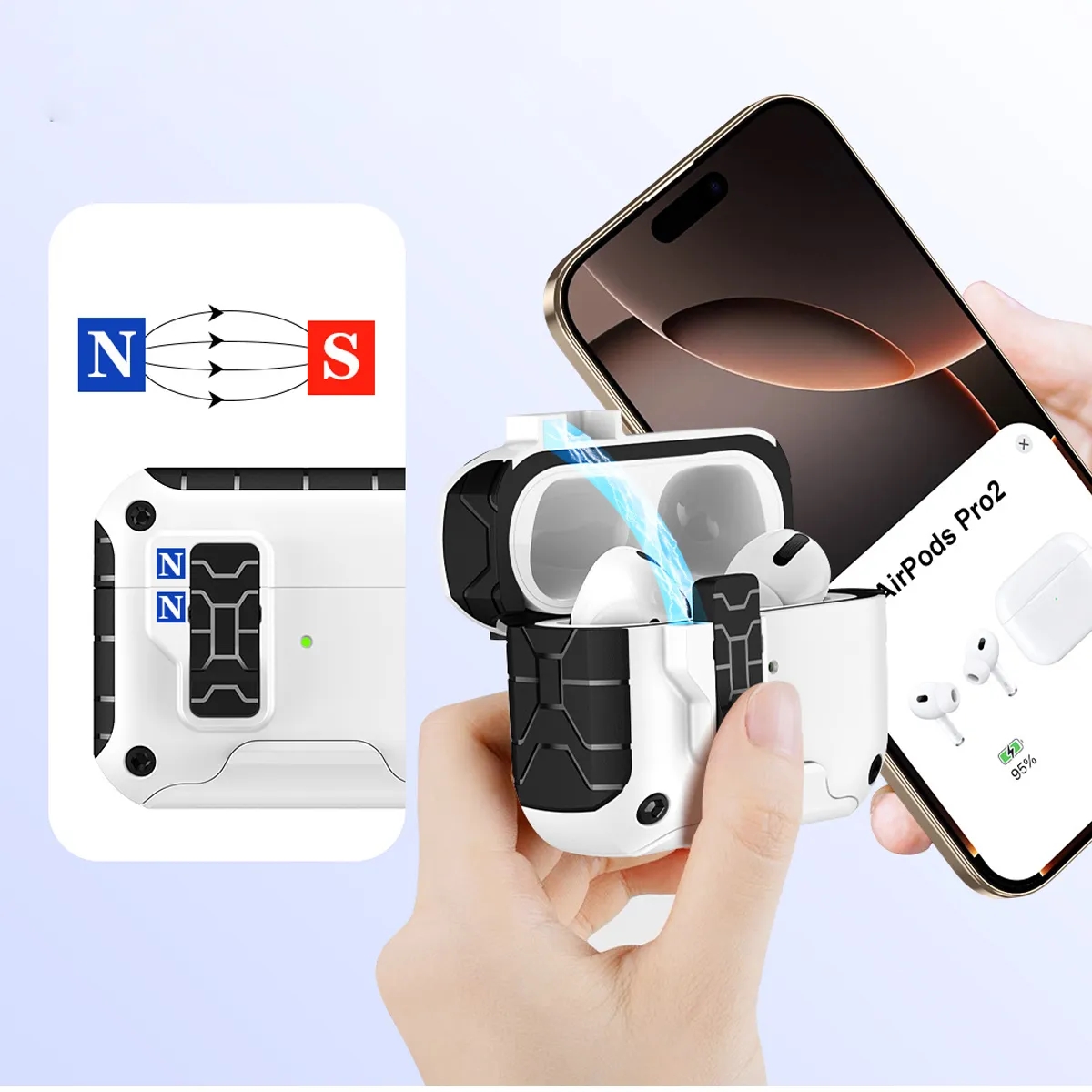 AirPods Case with Safety Lock Cover Protect Against Drops, Scratches and Dust 2