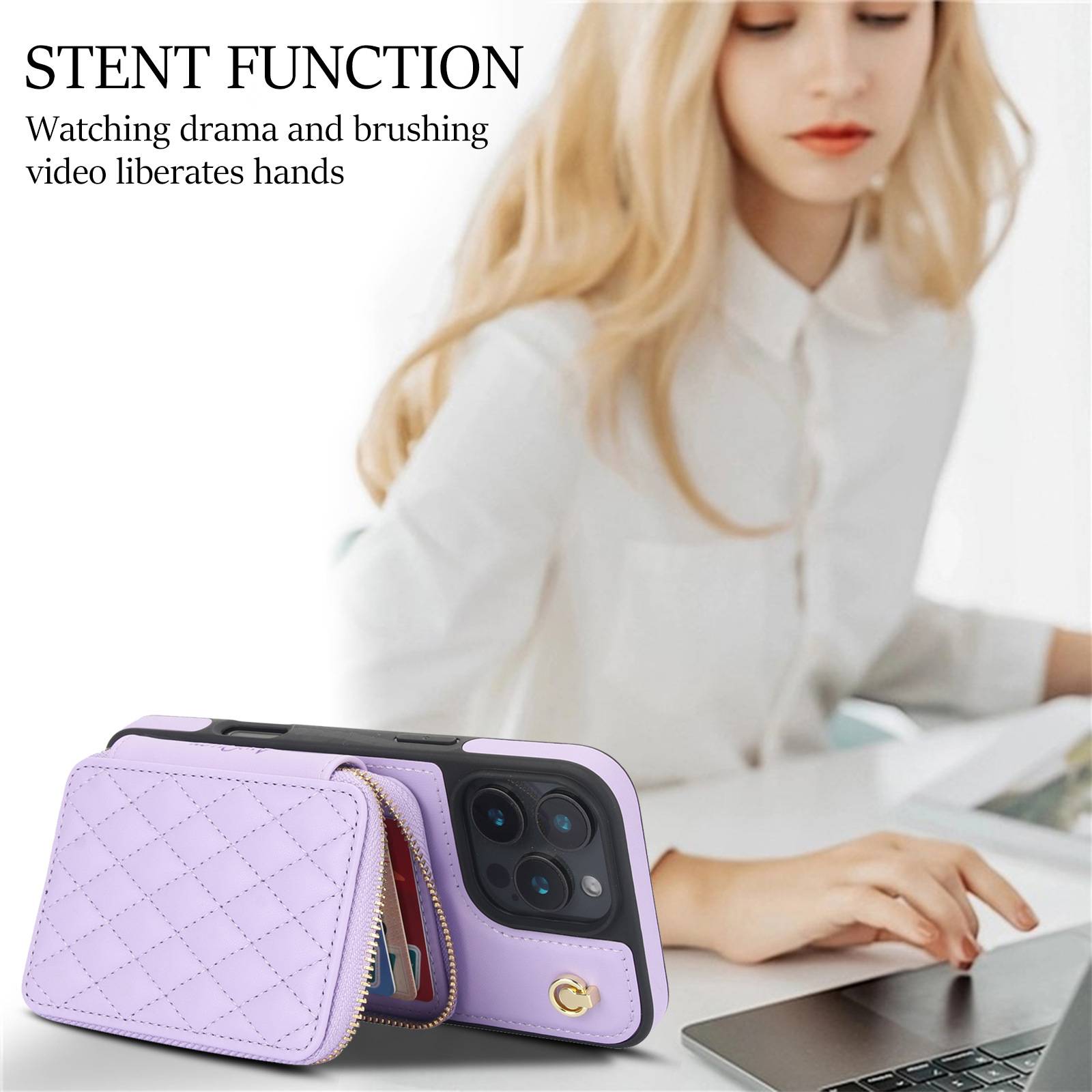 Diagonal Zipper Wallet Phone Protective Case 2