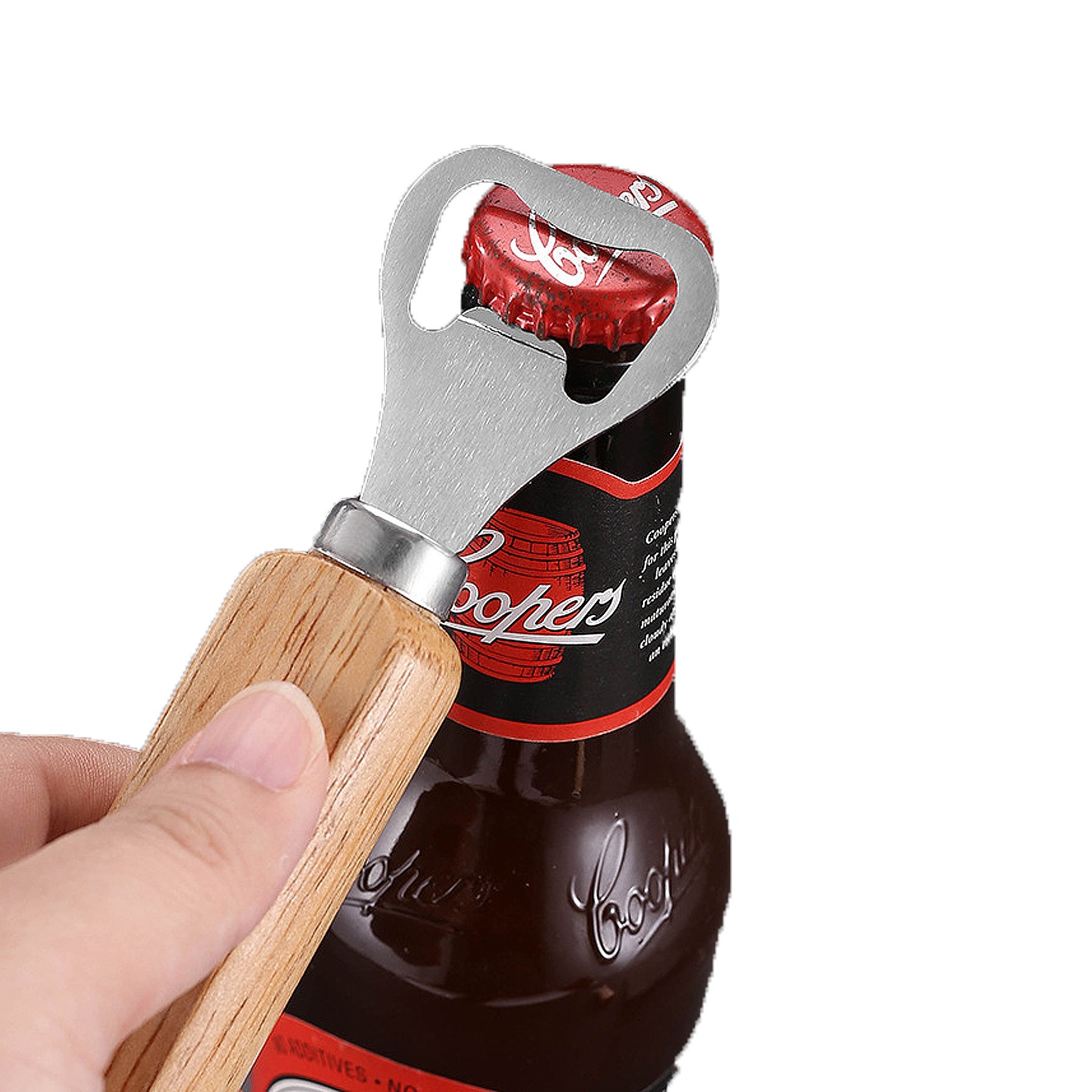 Natural Wood Stainless Steel Bottle Opener 2
