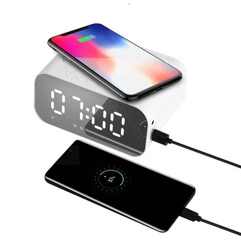 Bluetooth Speaker 15W Wireless Charging Clock LED Alarm Clock 2