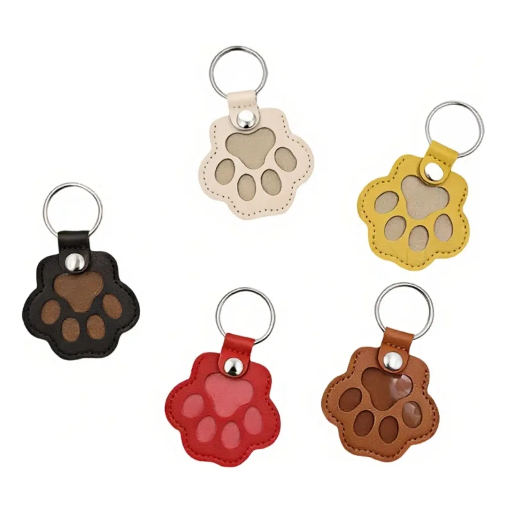 Pet Hair Paw Shape Keepsake Leather Keychain 7