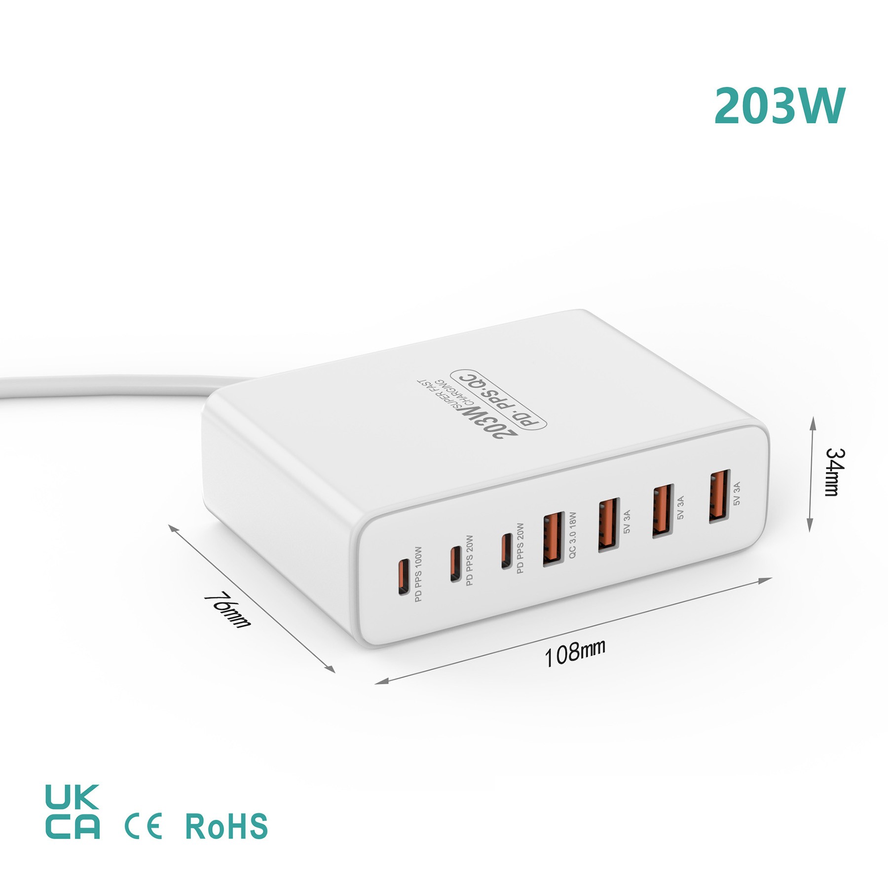 200W Fast Charging Multi-Port Charger 3