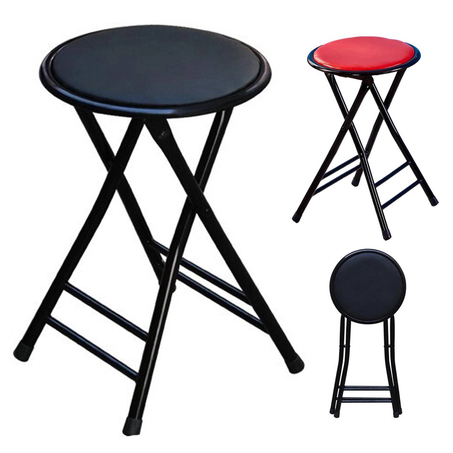 Foldable PU Leather Non Slip Pad Metal Chair 6