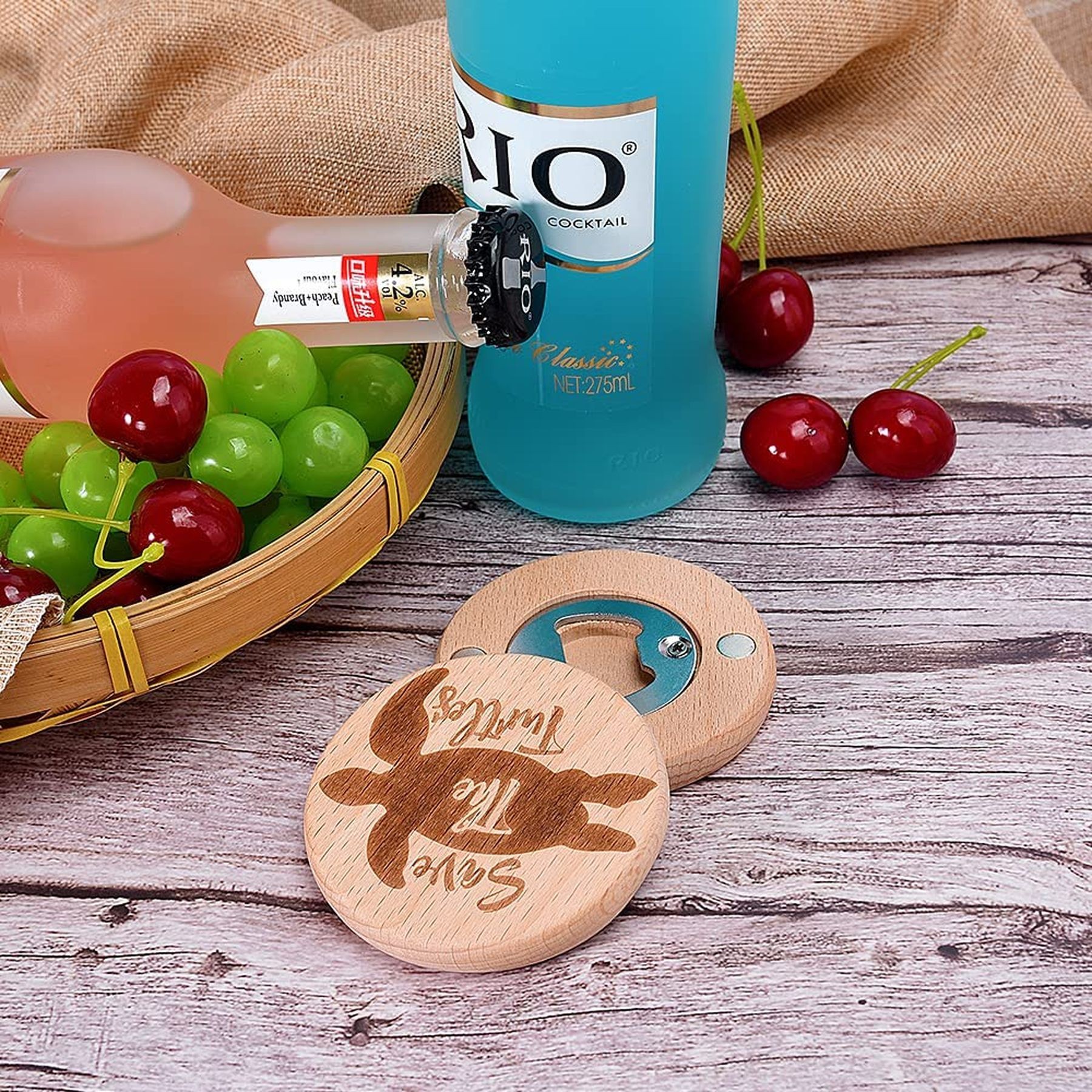 2 In 1 Beer Bottle Opener Wooden Magnetic Fridge Magnet 8