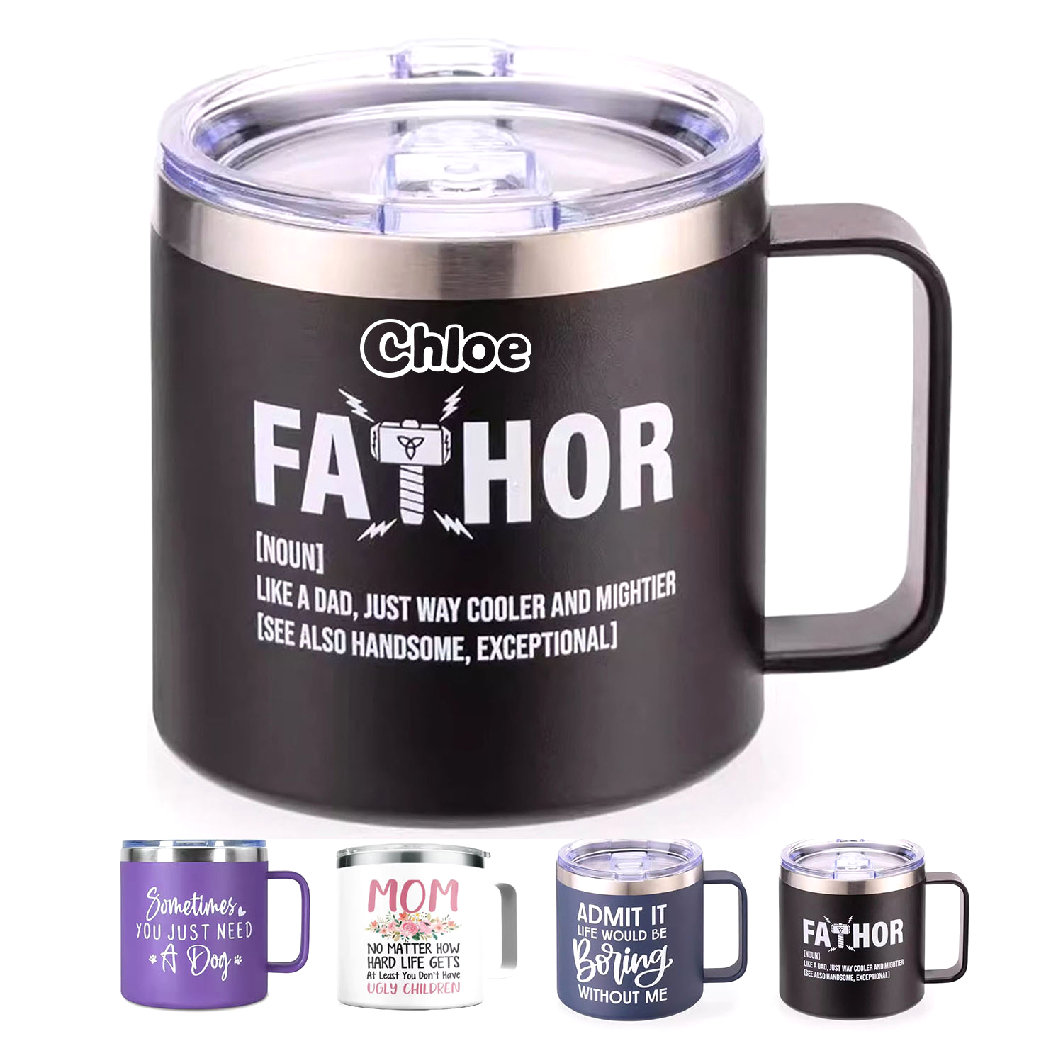 14oz Stainless Steel Insulated Mug w/ Handle