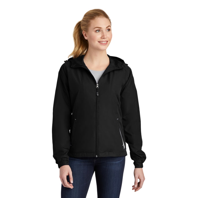 Sport-Tek Women's Colorblock Hooded Raglan Jacket. 10