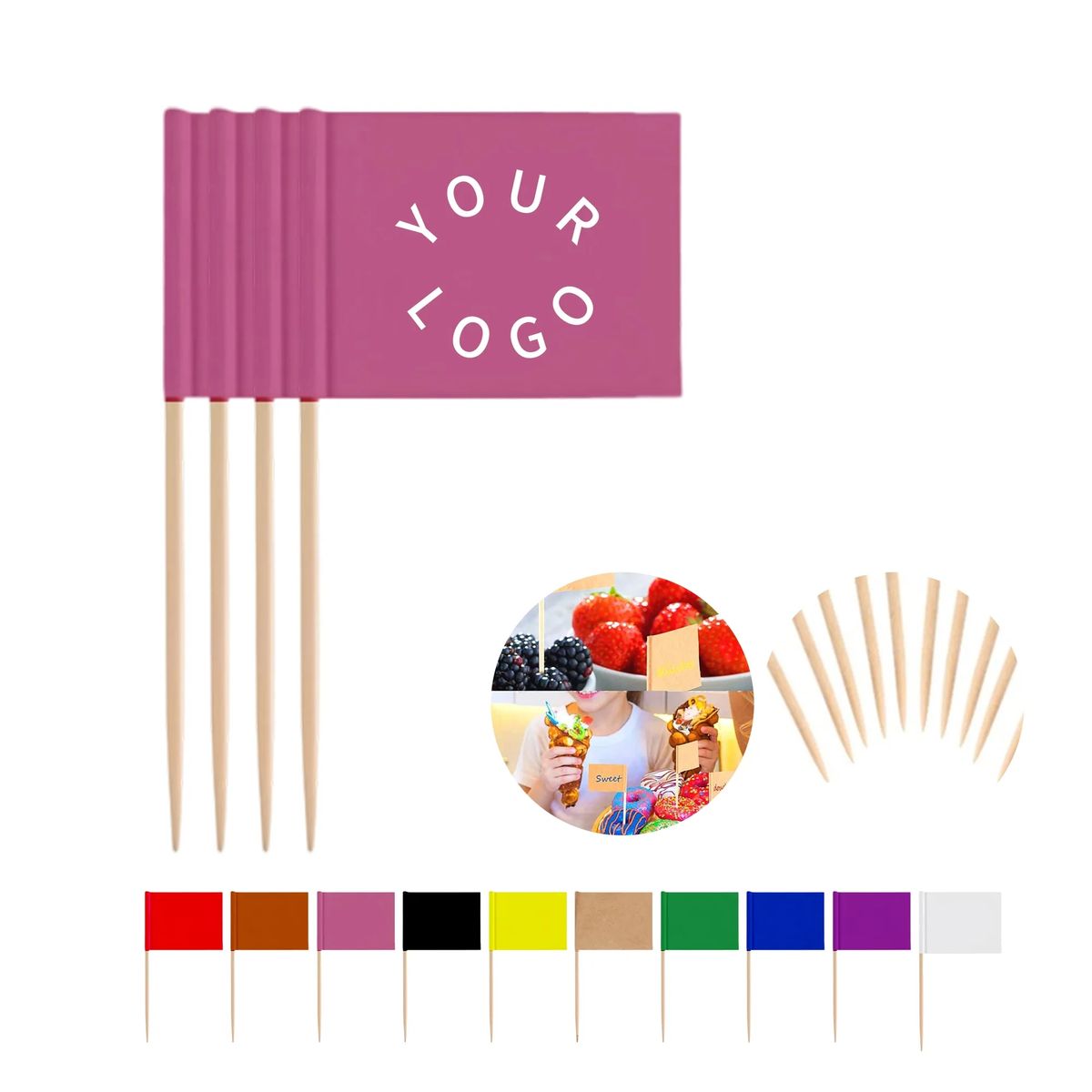 1.4-inch Toothpick Flags with Custom Full-Color Imprint for Parties 2