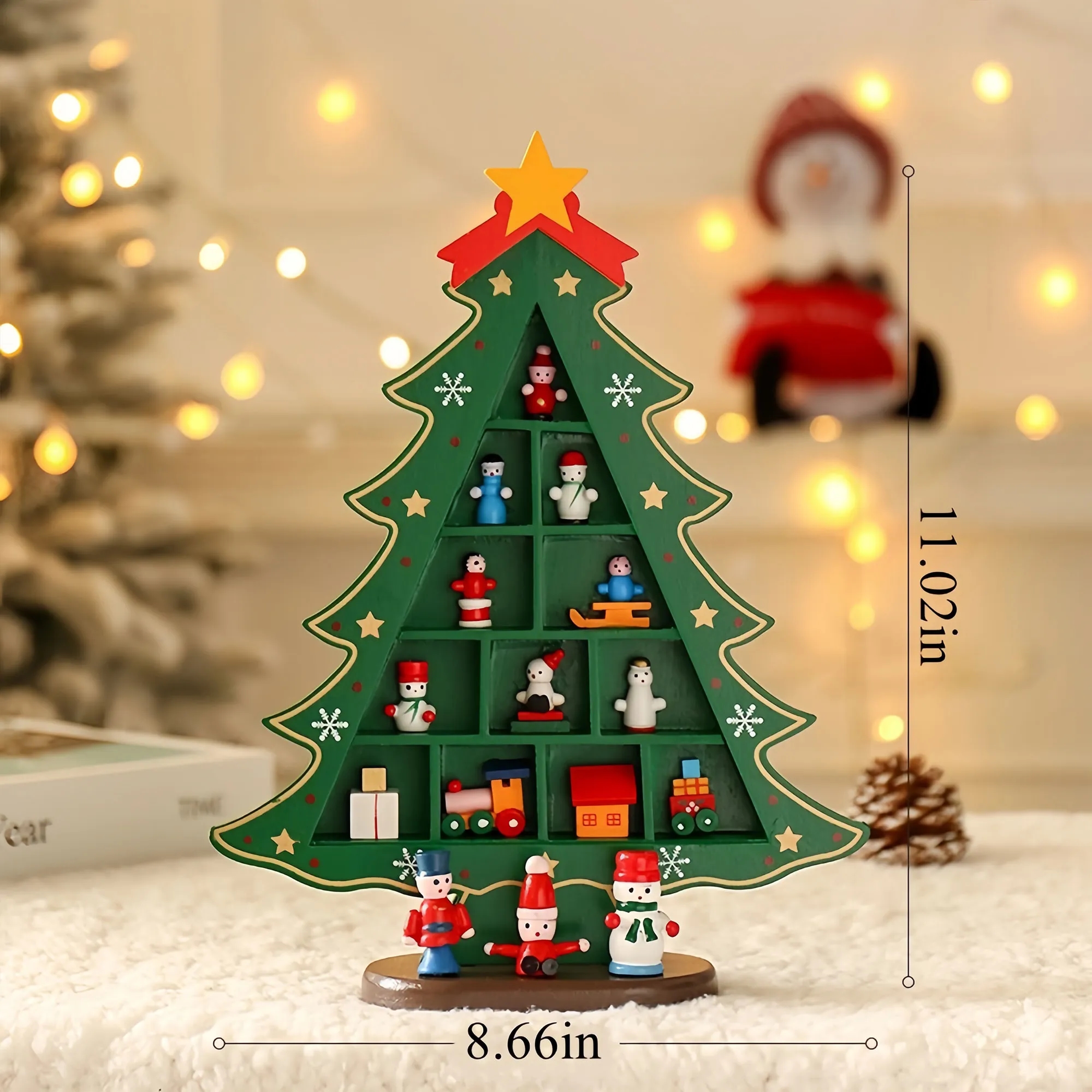 Mini Wooden Christmas Tree Desktop Ornament Hanging Decor 8