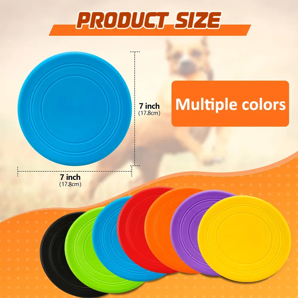 7 in Interactive Lightweight Dog Flying Disc Toy Soft Rubber 10