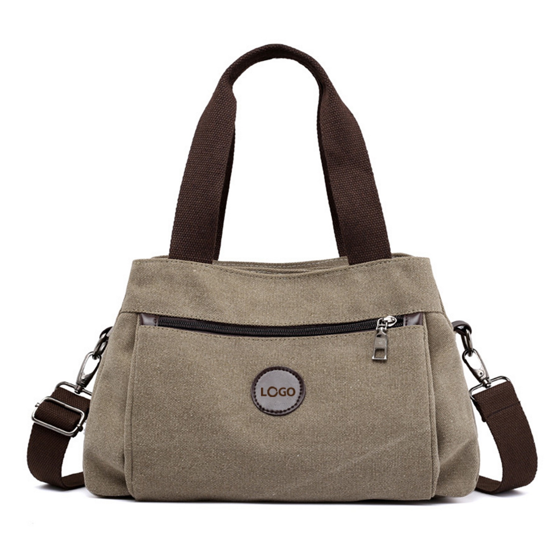 Zippered Canvas Tote Bag With Shoulder Strap 5