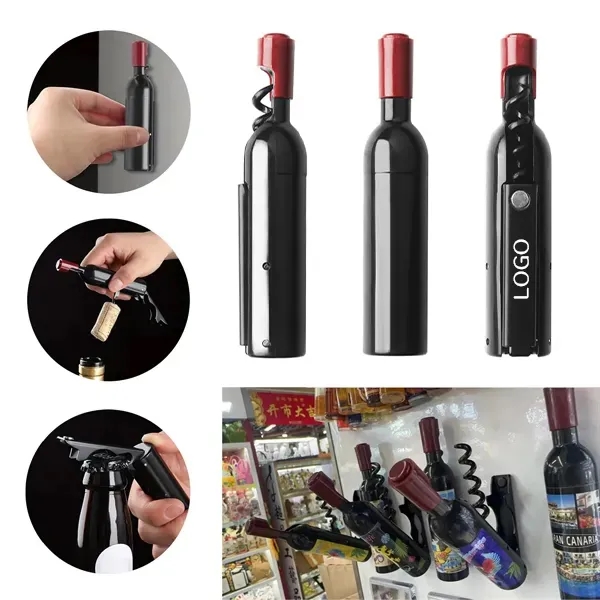 Wine Bottle Fridge Magnets with Red and Cup Openers 5