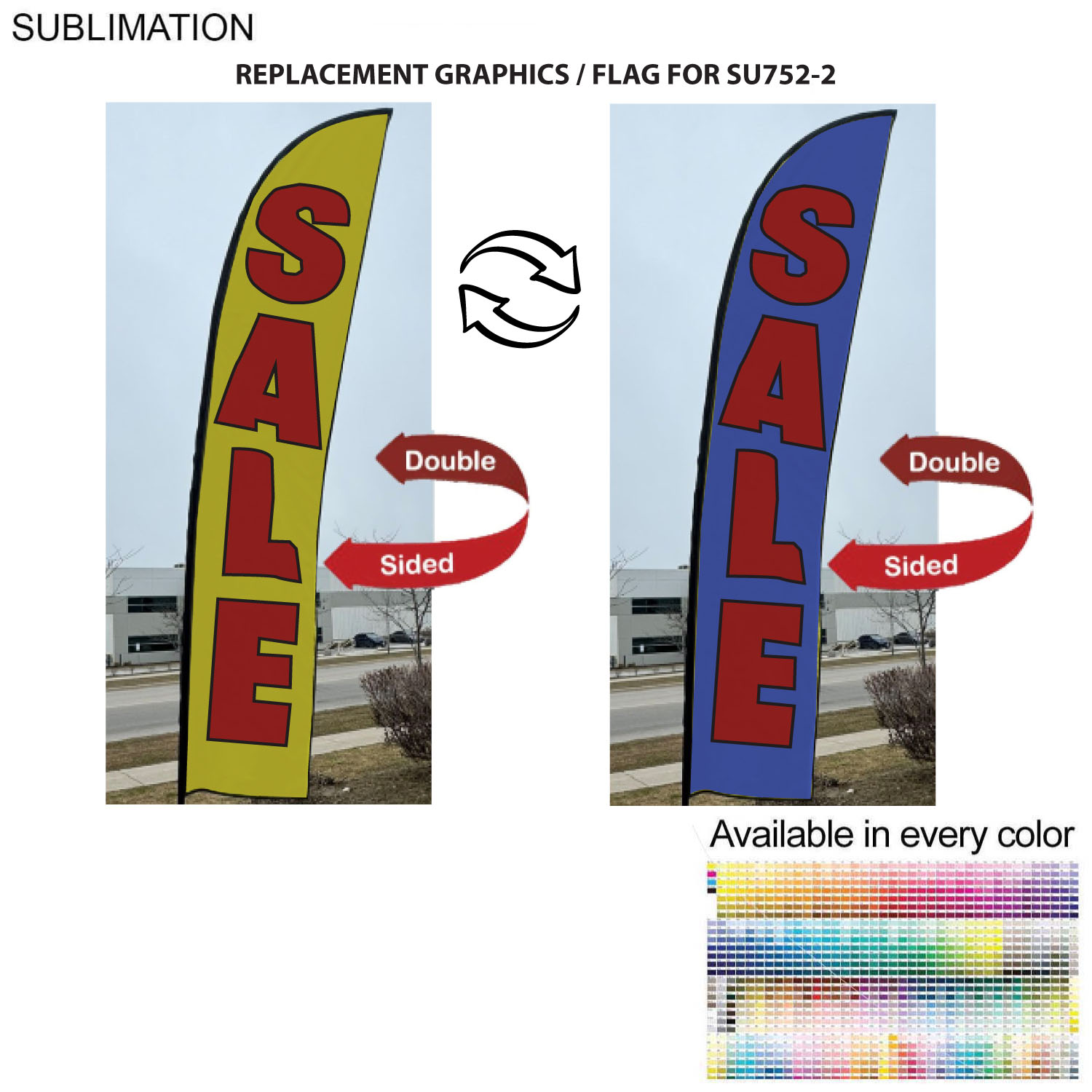 Replacement Flag for 15' Large Feather Flag Kit, Full Color Graphics Double Sided 2