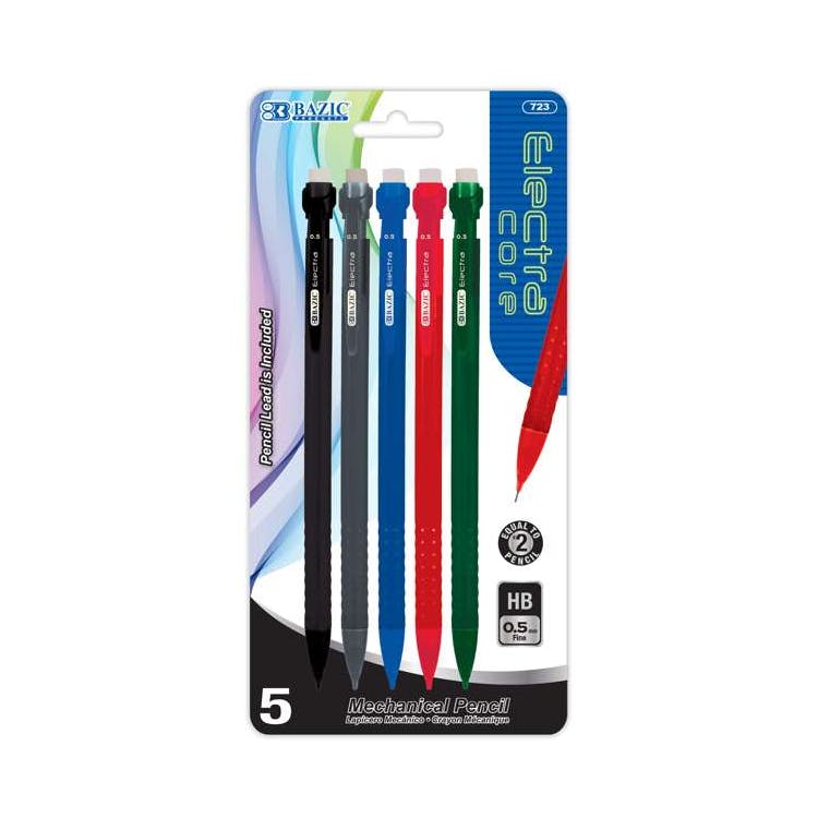 Mechanical Pencils Assorted 0.5mm 5pk 2