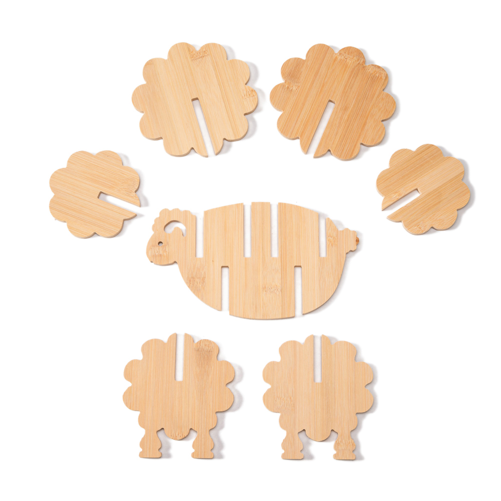 Sheep Shaped Bamboo Coaster and Table Top Decoration 10