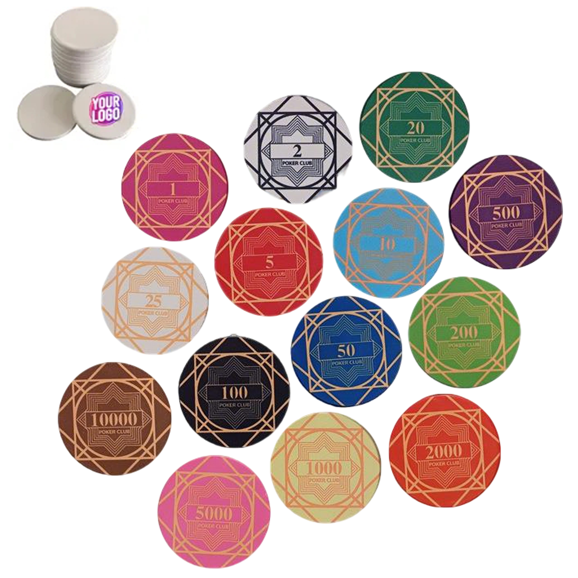 Full-Color 43mm Casino-Grade Ceramic Poker Chip 2