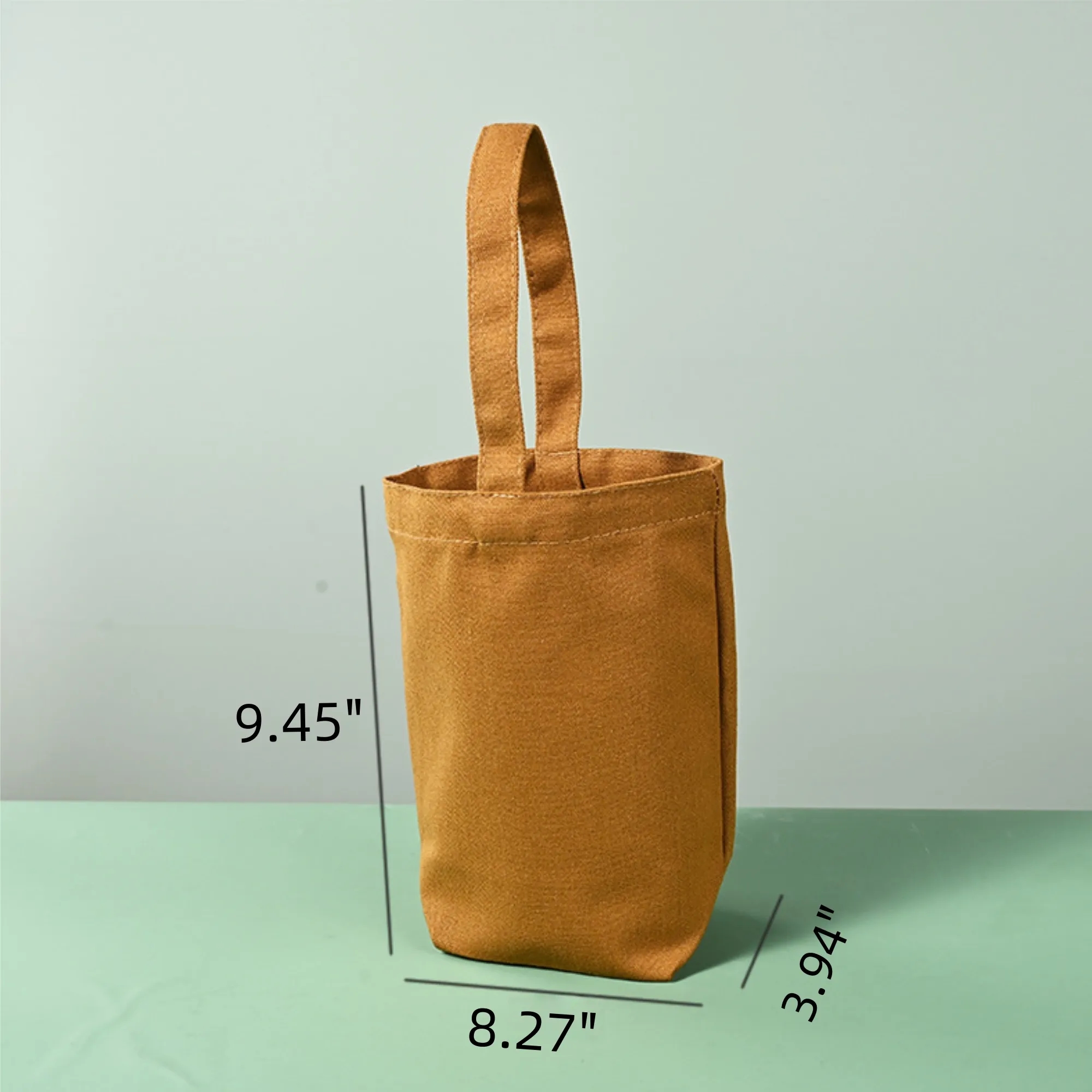 Canvas Bucket Handbag Mini Tote Water Bottle Carrier Bag, custom tote bag with logo imprint 5