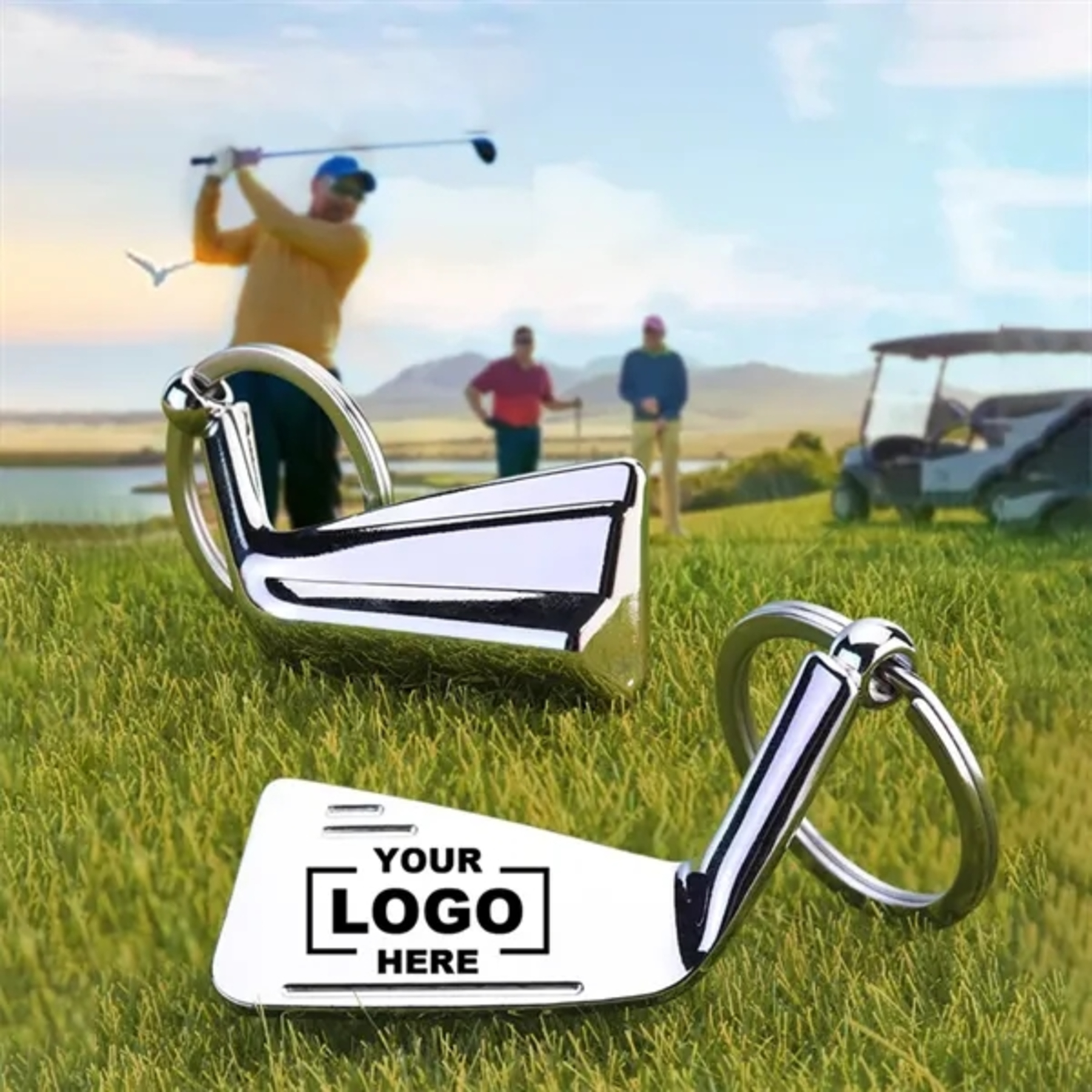 Golf Club Souvenir Custom Metal Keychain
 1