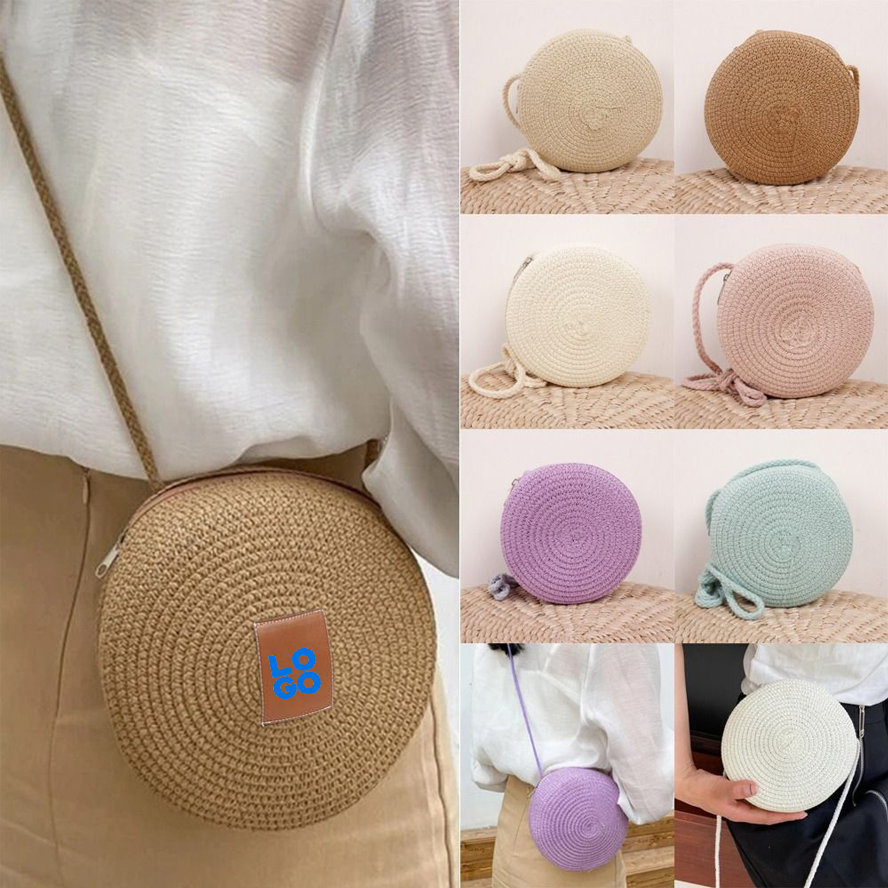 Summer Round Straw Shoulder Bags 3