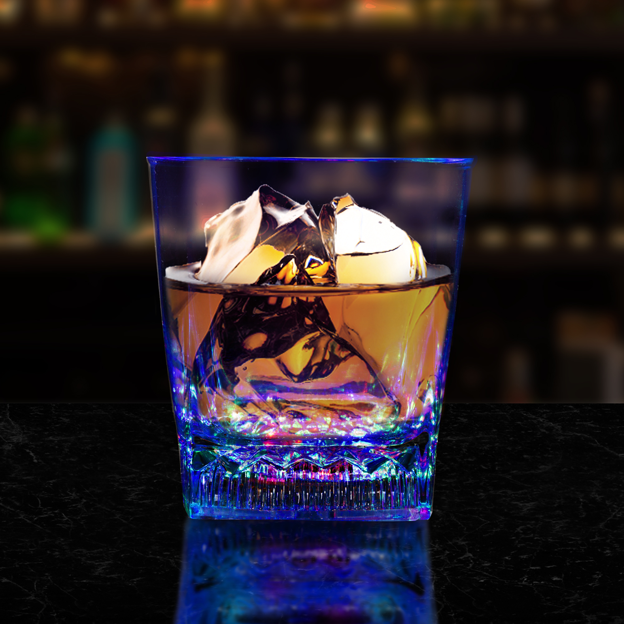 Square Bottom LED Rocks Glass 4