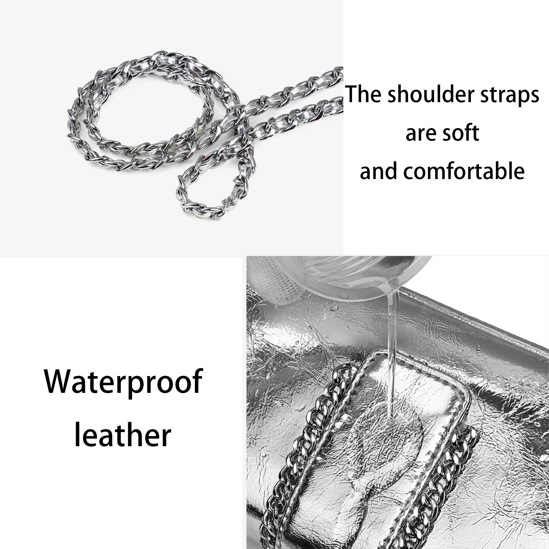 Genuine Leather cross-body metal chain messenger bag 7