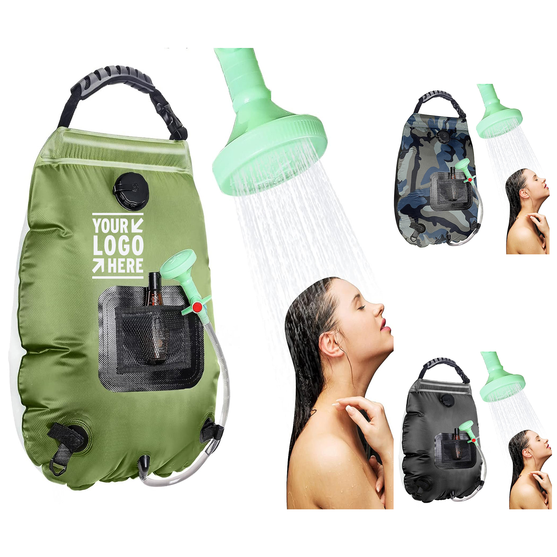 Removable Hose On-Off Switchable Head Solar Portable 5 Gal/20L Solar Heating Camping Shower Bag 2