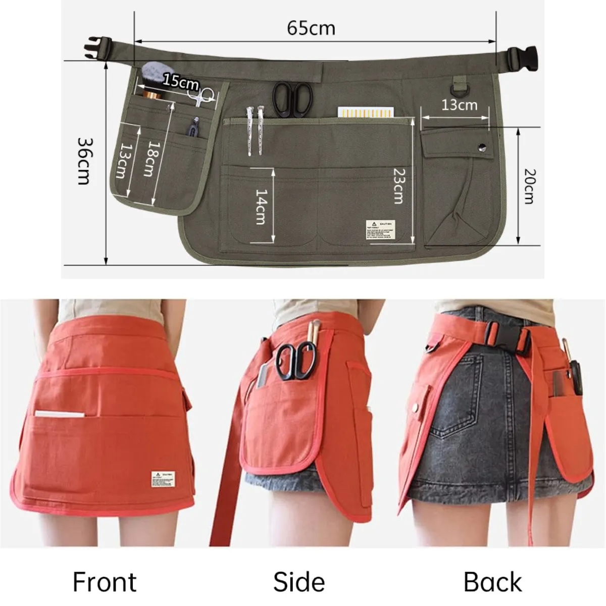 Waist Canvas Half Apron with Pockets 4