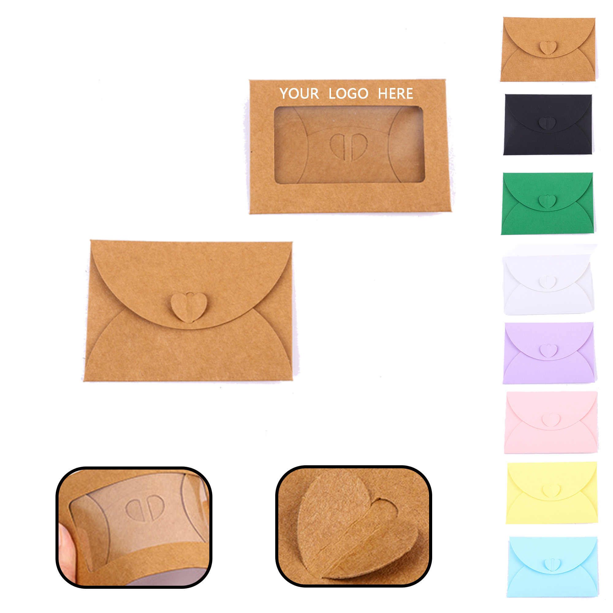 MOQ 50 PCS Mini Kraft Heart Envelope 1