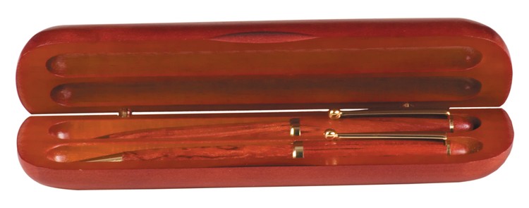 Laser Engraved Rosewood 2-Pen and Case Set 1