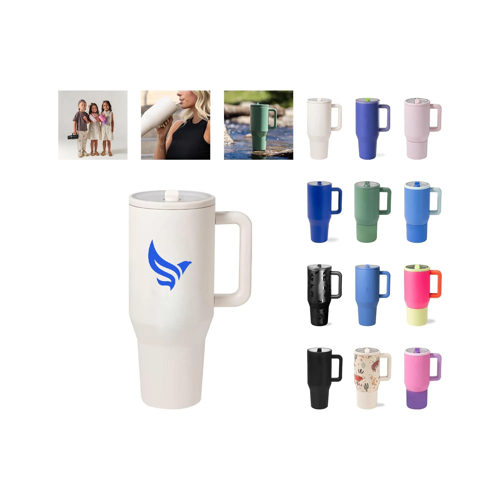 40OZ Double Layer Ice Cup with Foldable Straw Lid 9