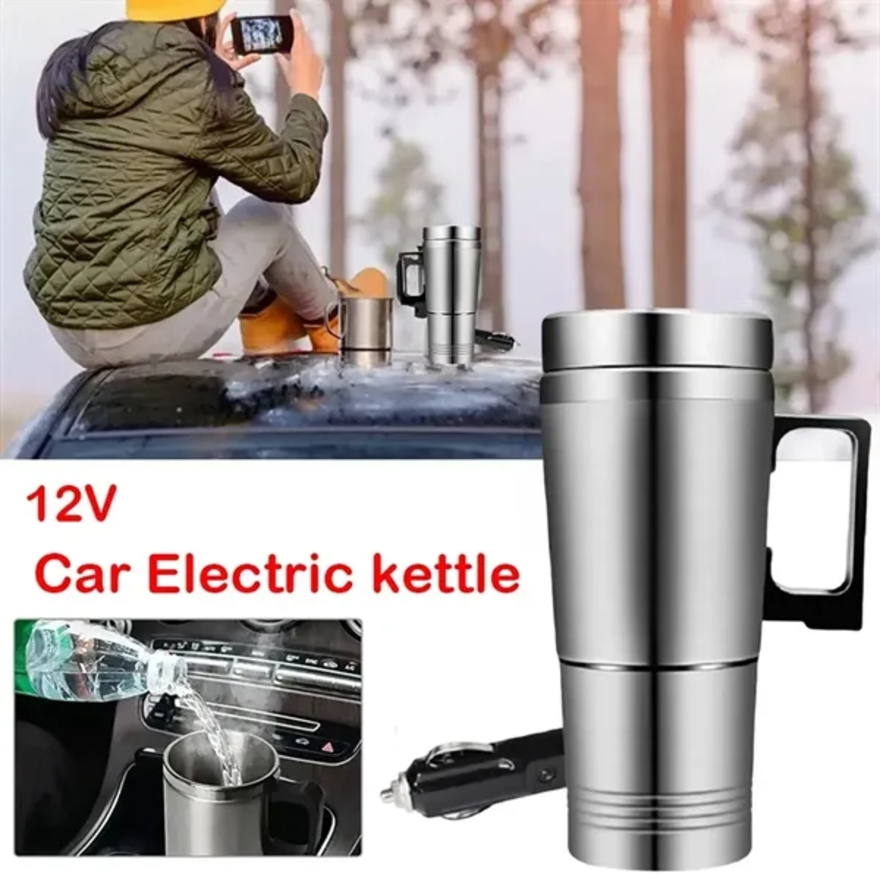 Stainless Steel Car Electric Heating Kettle 1