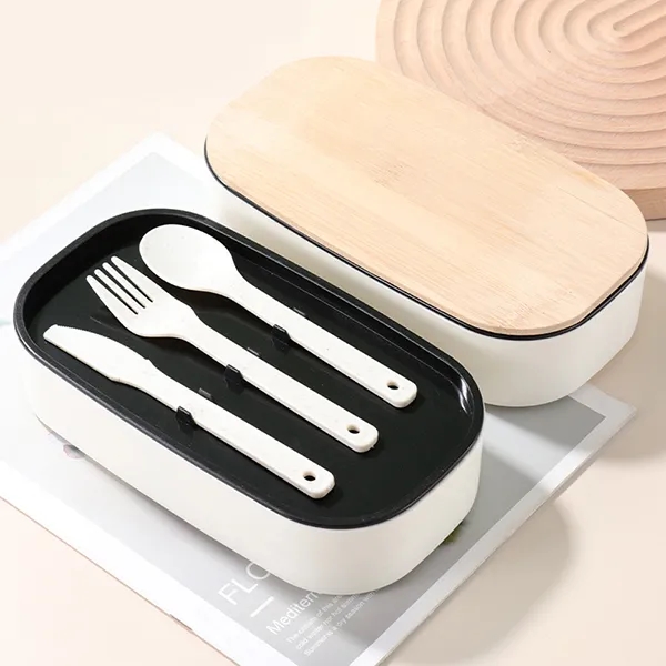 Stackable Wheat Straw Bento Box With Bamboo Lid 4