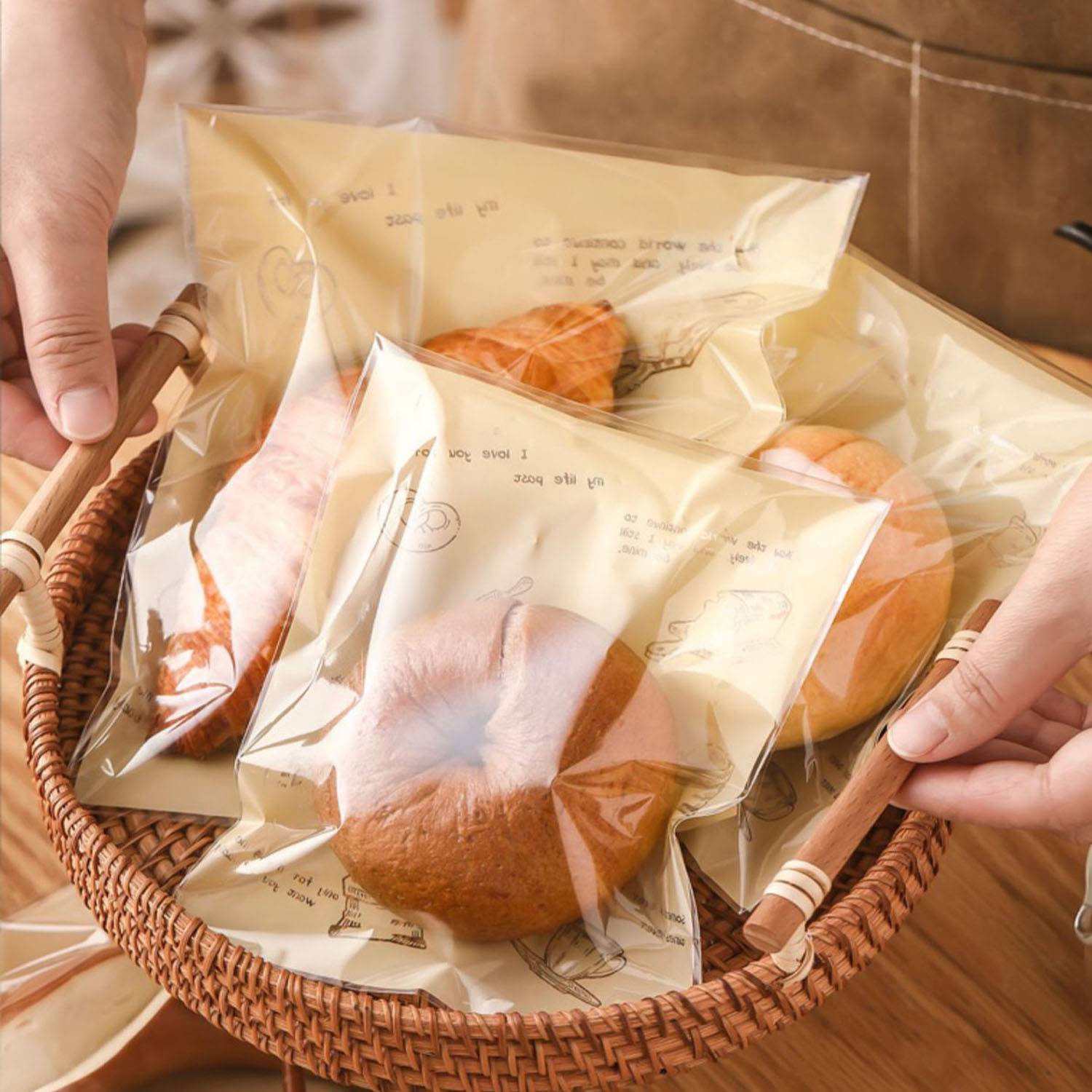50 Pack Transparent Food-Grade Plastic Bread Packaging Bag 4