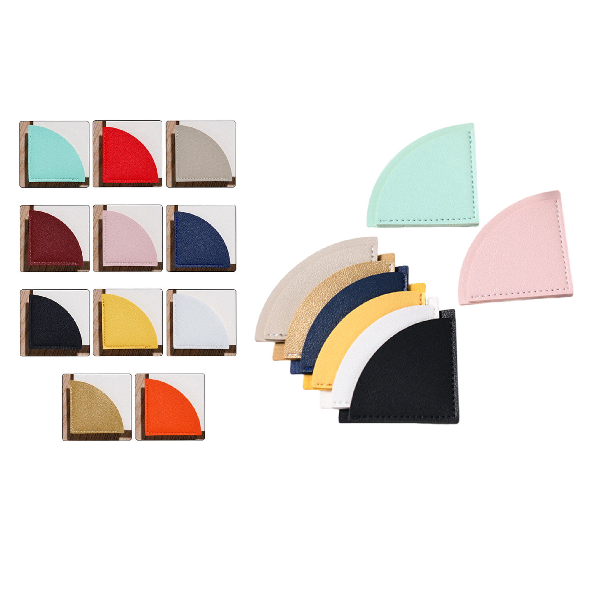 2in PU Leather Fan Shape Bookmark 2