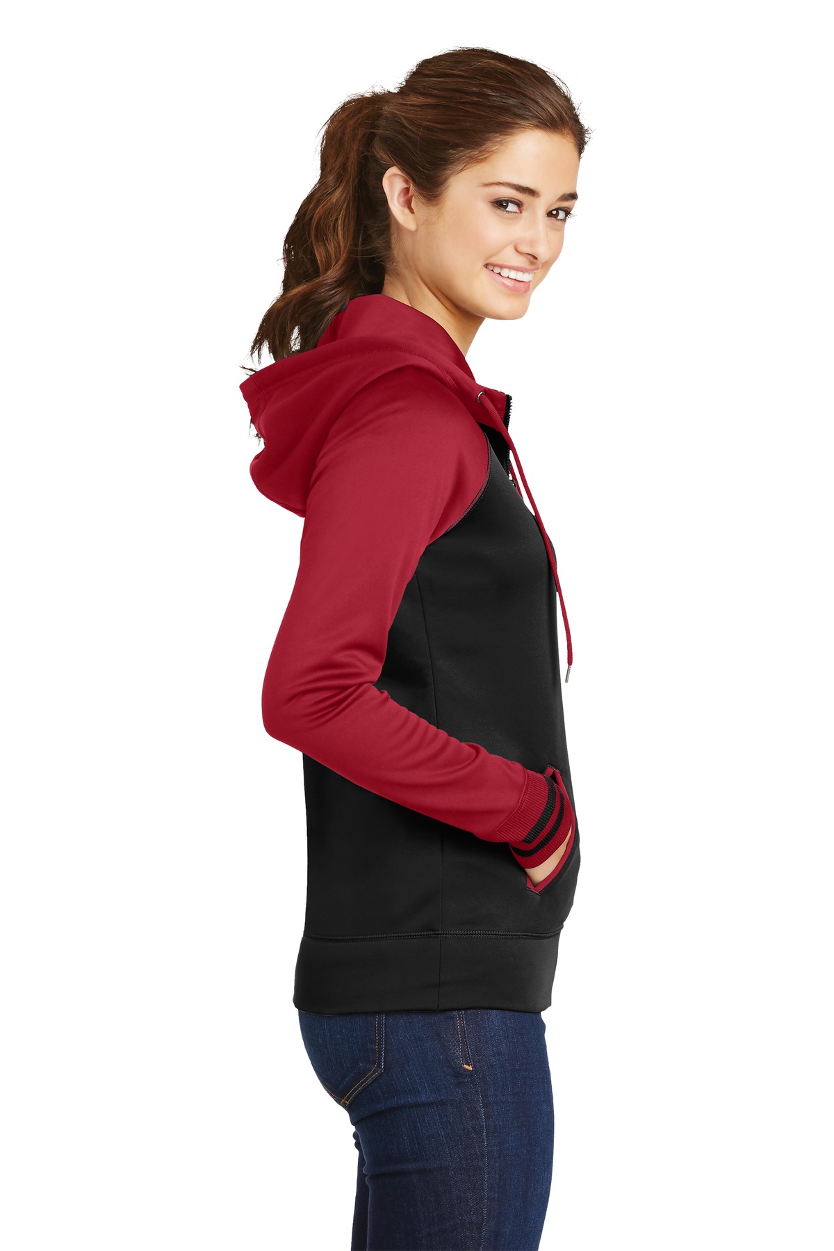 Sport-Tek Women's Sport-Wick Varsity Fleece Full-Zip Hooded Jacket. LST236 4