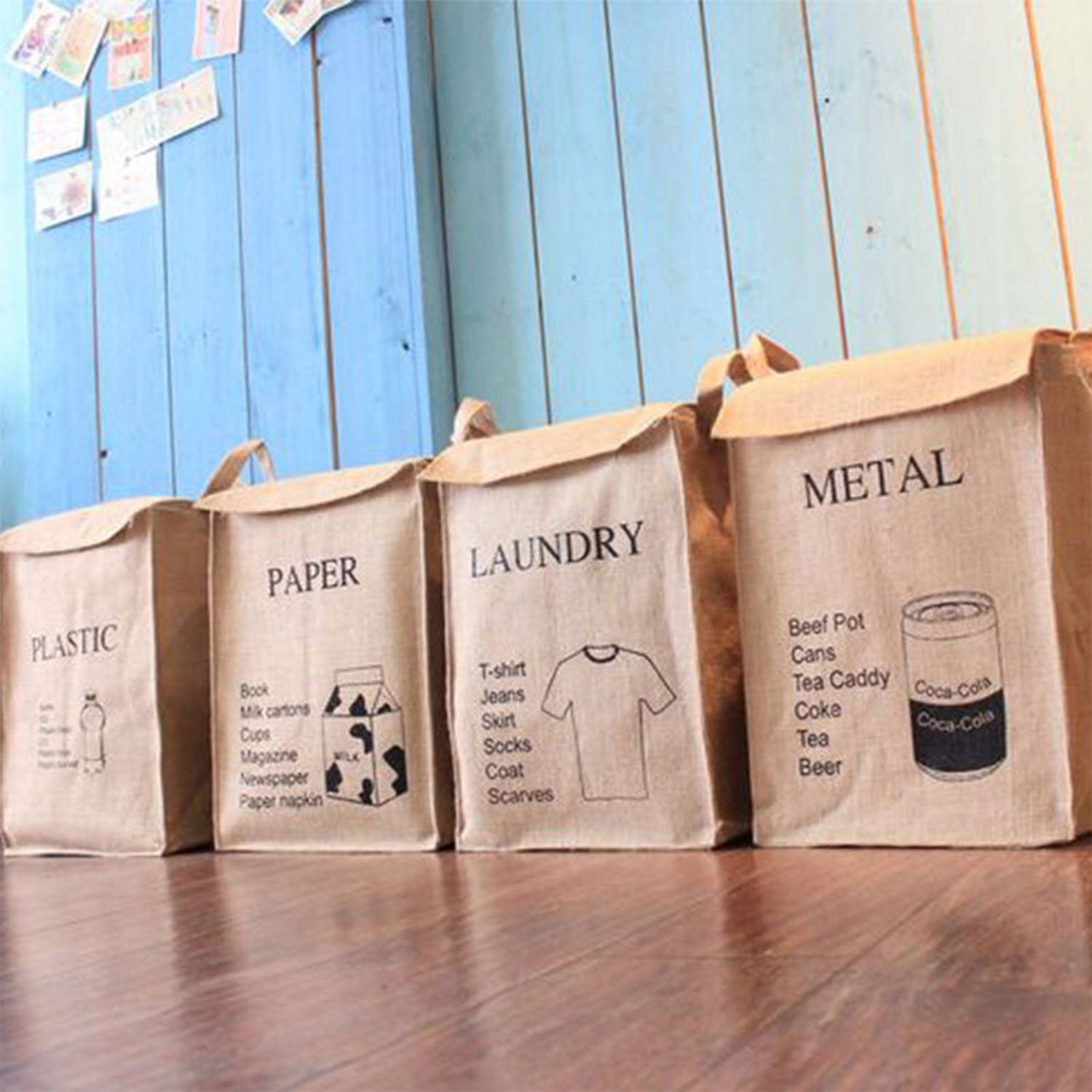 Foldable Waterproof Jute burlap Laundry Bag 3