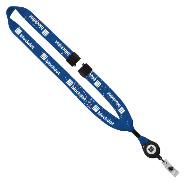 3/4" Cotton Lanyard with Metal Crimp & Retractable Badge Reel 201