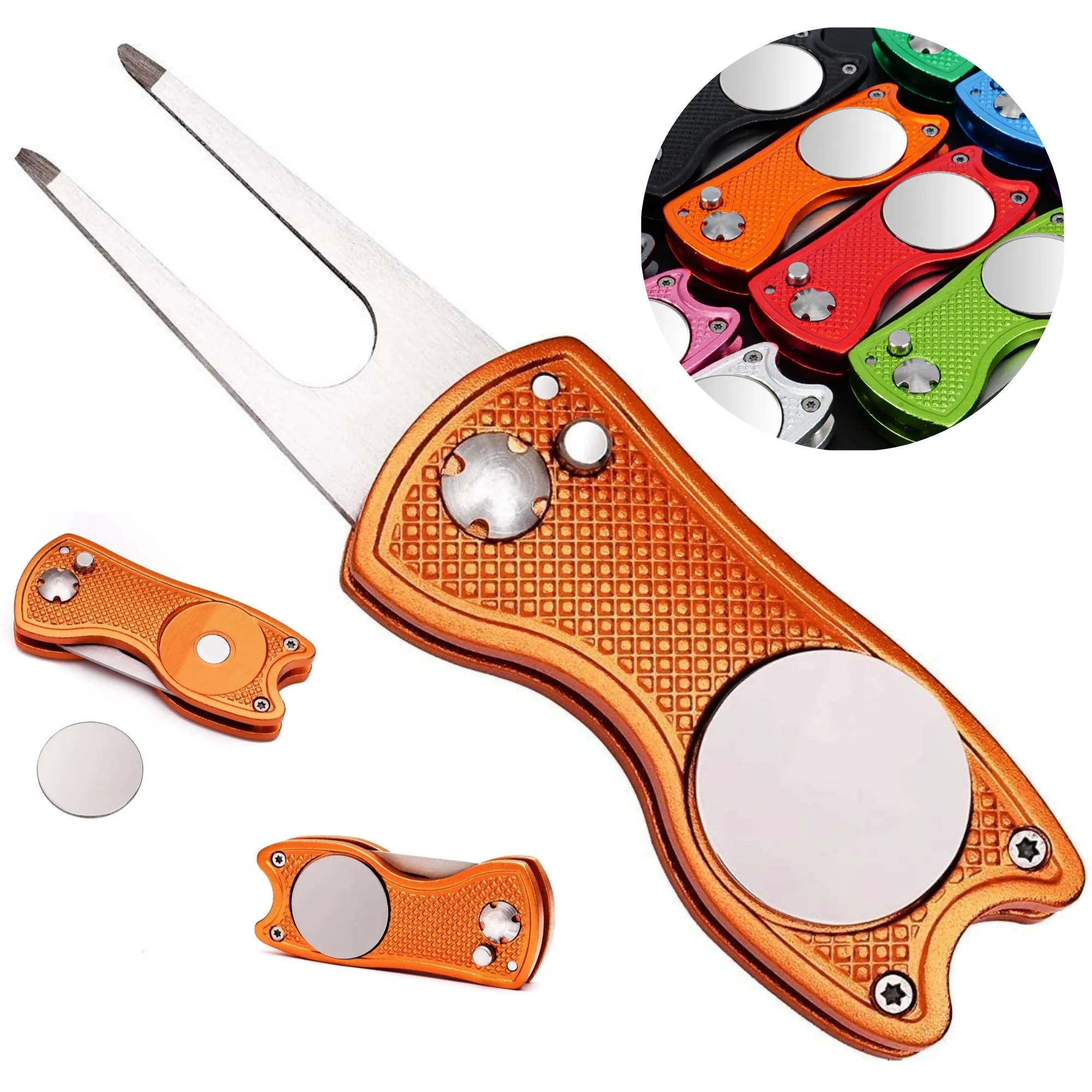 Die Casting Process Foldable Golf Divot Tool With Mark 1