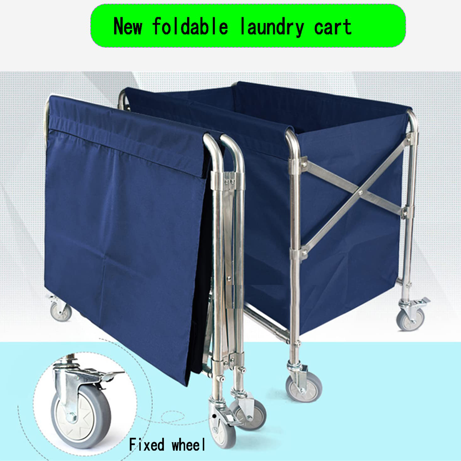 Foldable Stainless Steel Laundry Cart w/ Swivel Wheels 5