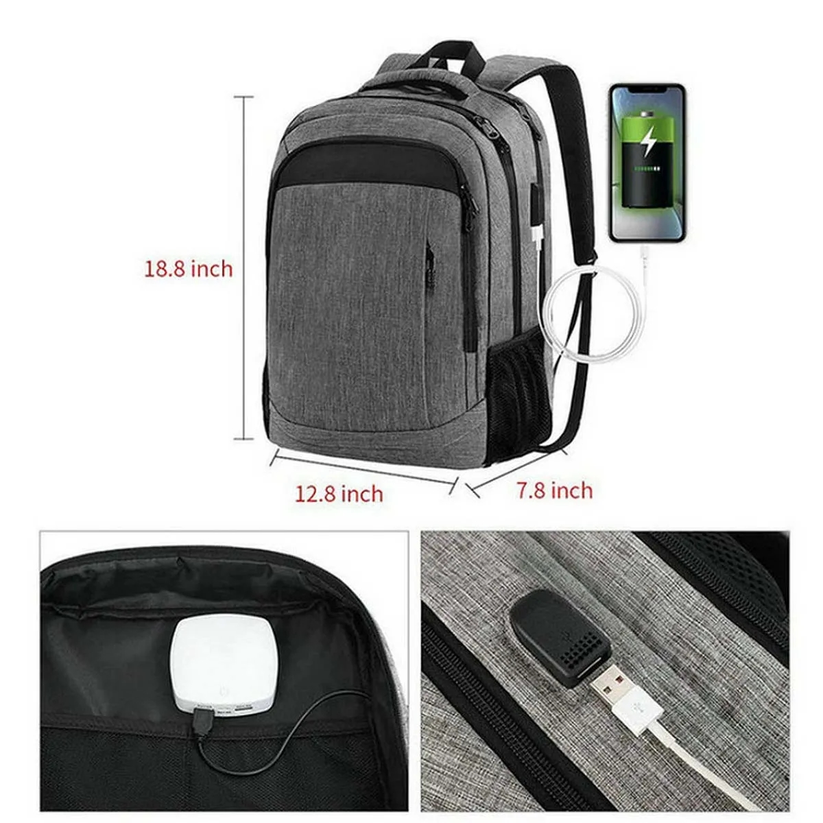 15.6 Inch Anti Theft Laptop Backpacks with USB Charging Port 6