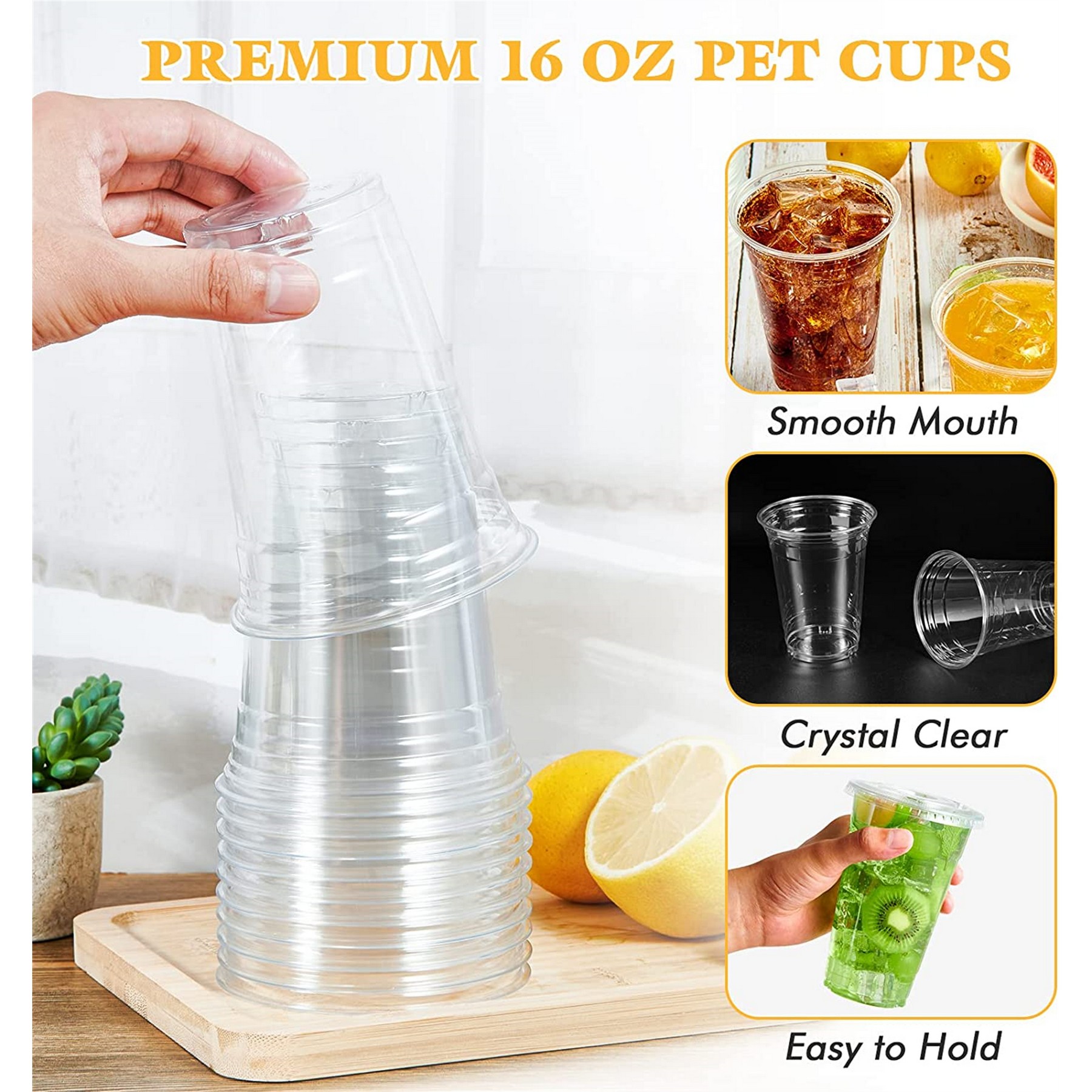 16Oz Crystal Clear Pet Cup With Lid 6