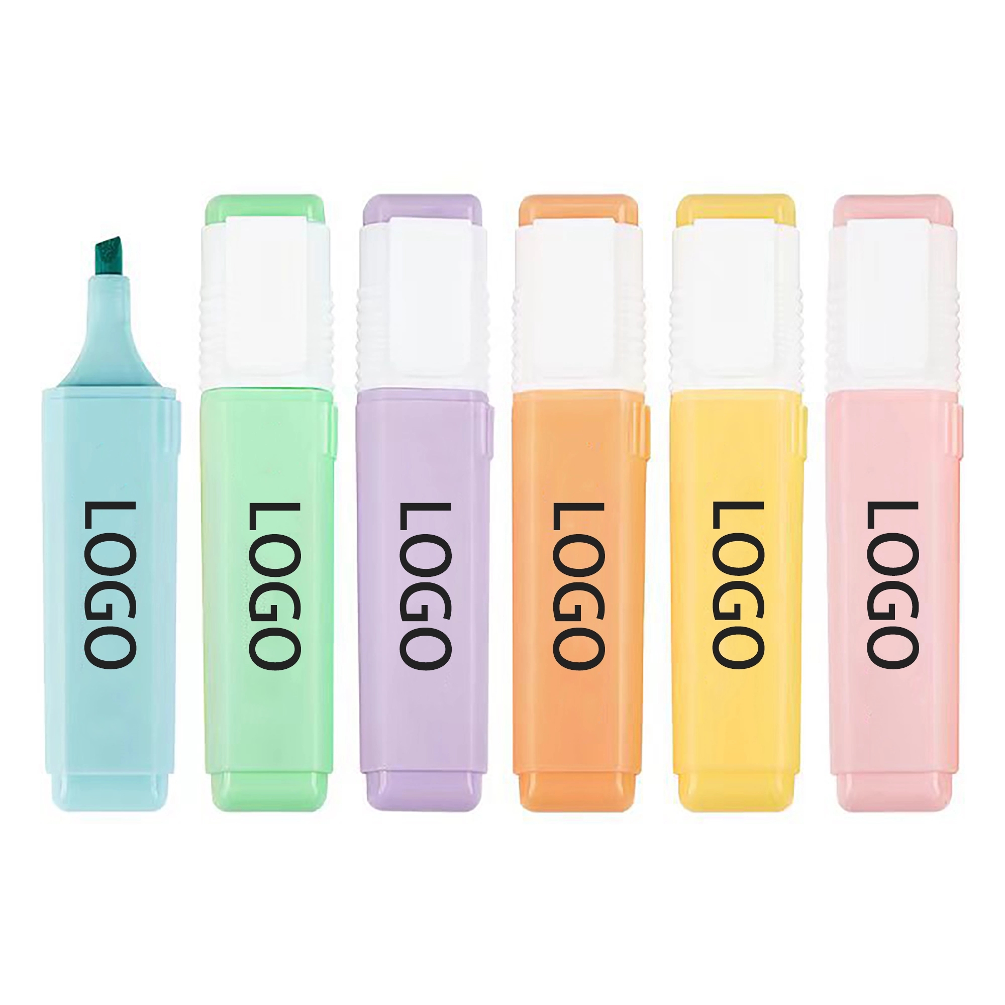 MOQ 100pcs 6 Assorted Colors Pastel Highlighter