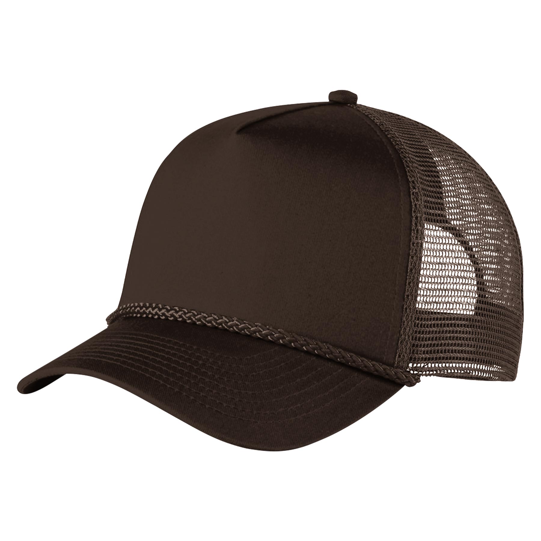 Structured 5 Panel Curved Bill Trucker Cap with Rope 11