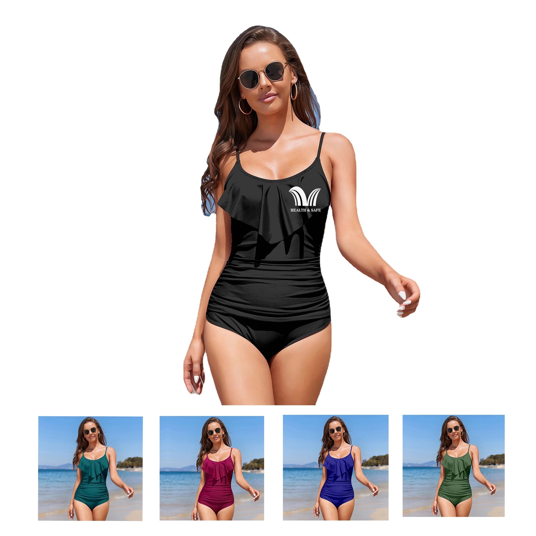 Women'S One Piece Swimsuit Ruffled Lace Up Monokini 2