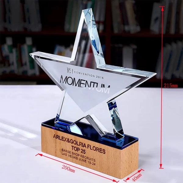 Crystal Star Award With Wooden Base 4